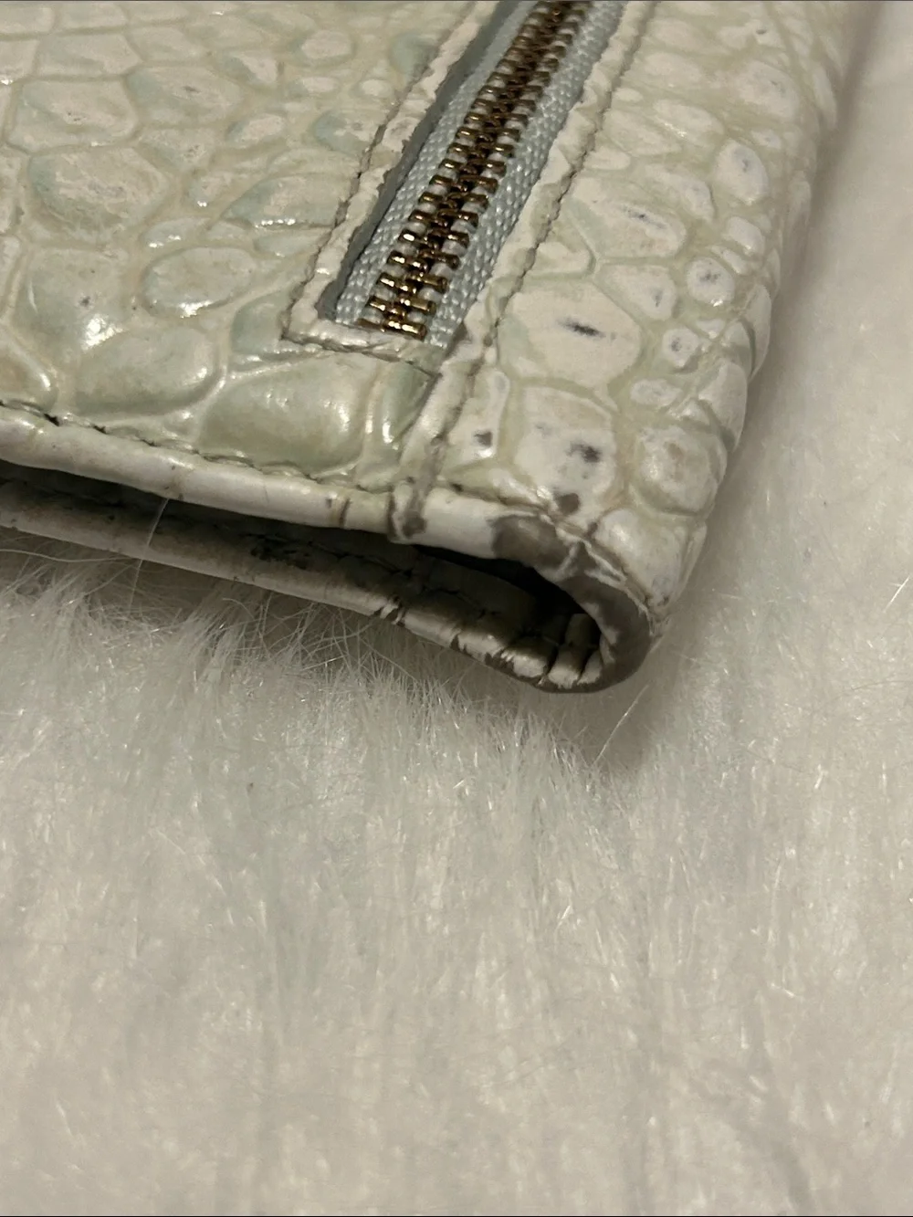 Brahmin White Croc-Embossed Leather Wallet